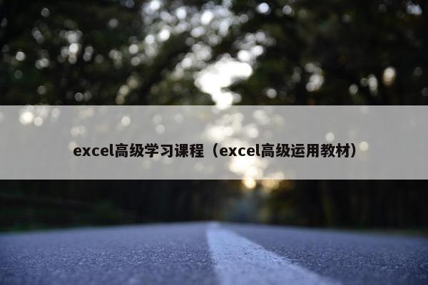 excel高级学习课程（excel高级运用教材）