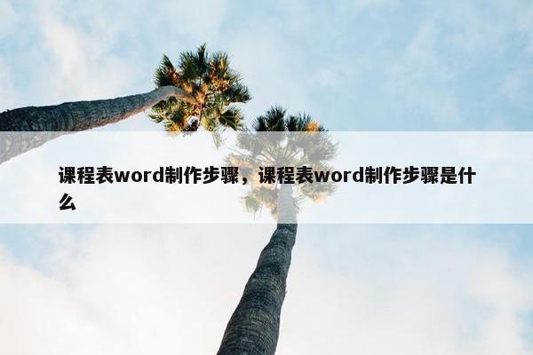 课程表word制作步骤，课程表word制作步骤是什么