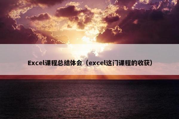 Excel课程总结体会（excel这门课程的收获）