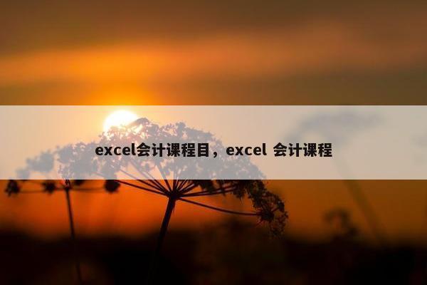 excel会计课程目，excel 会计课程
