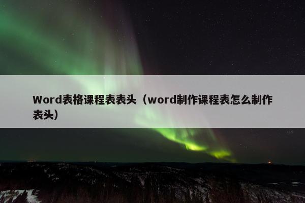 Word表格课程表表头（word制作课程表怎么制作表头）