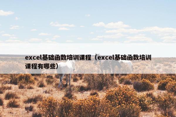 excel基础函数培训课程（excel基础函数培训课程有哪些）