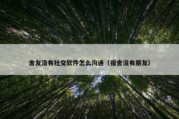 舍友没有社交软件怎么沟通（宿舍没有朋友）