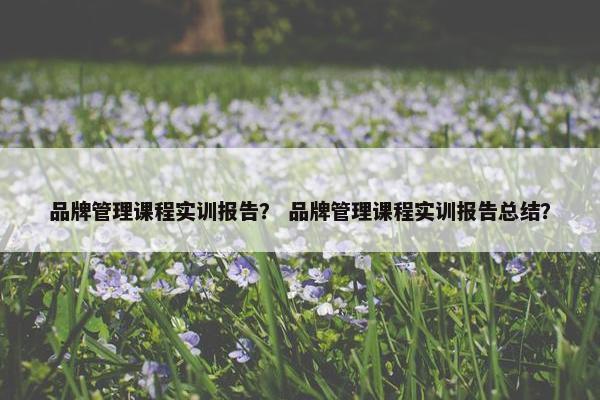 品牌管理课程实训报告？ 品牌管理课程实训报告总结？