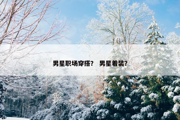 男星职场穿搭？ 男星着装？