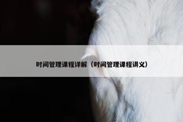 时间管理课程详解（时间管理课程讲义）