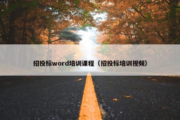 招投标word培训课程（招投标培训视频）