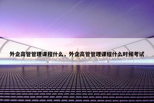 外企高管管理课程什么，外企高管管理课程什么时候考试