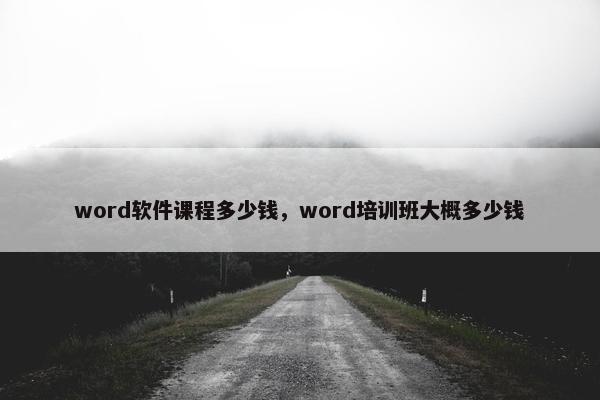 word软件课程多少钱，word培训班大概多少钱