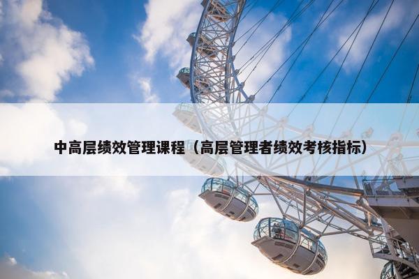 中高层绩效管理课程（高层管理者绩效考核指标）