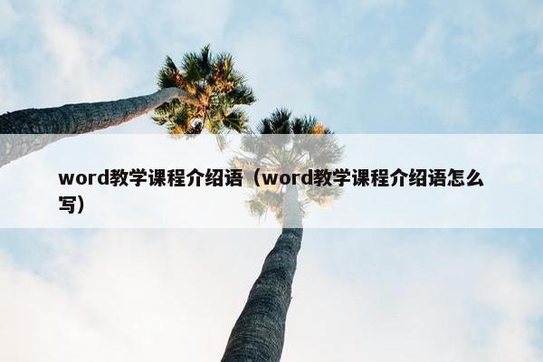 word教学课程介绍语（word教学课程介绍语怎么写）