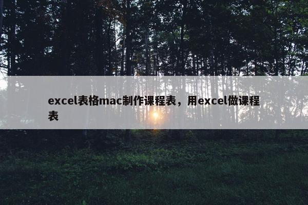 excel表格mac制作课程表，用excel做课程表