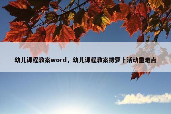 幼儿课程教案word，幼儿课程教案拔萝卜活动重难点