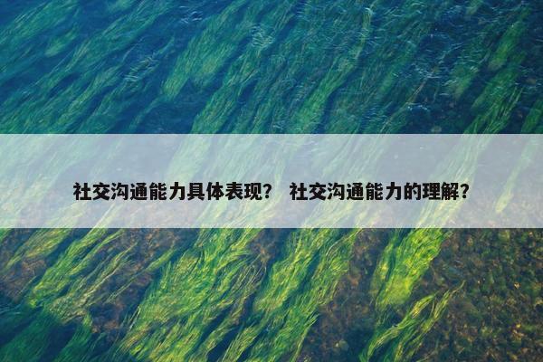 社交沟通能力具体表现？ 社交沟通能力的理解？