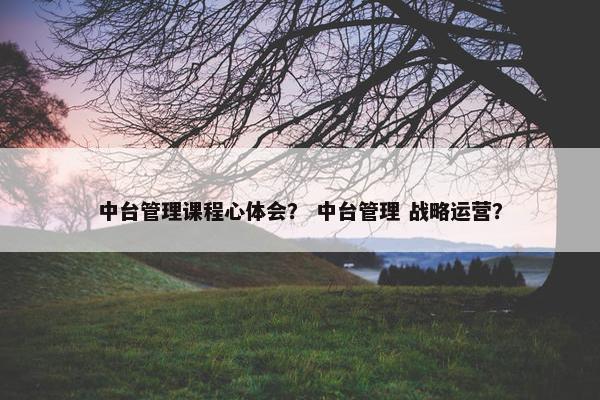 中台管理课程心体会？ 中台管理 战略运营？