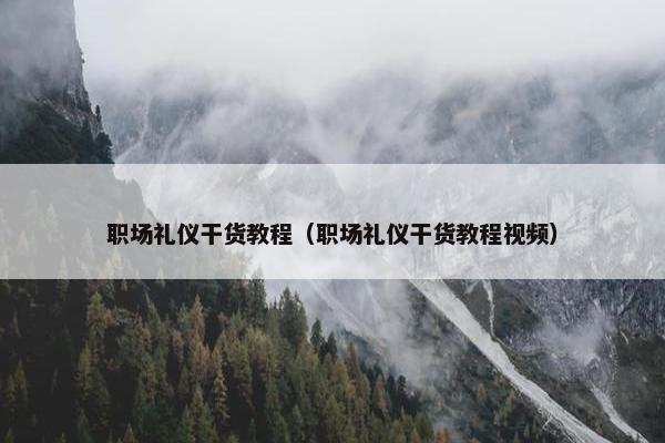 职场礼仪干货教程（职场礼仪干货教程视频）