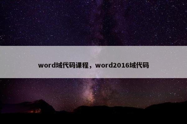 word域代码课程，word2016域代码