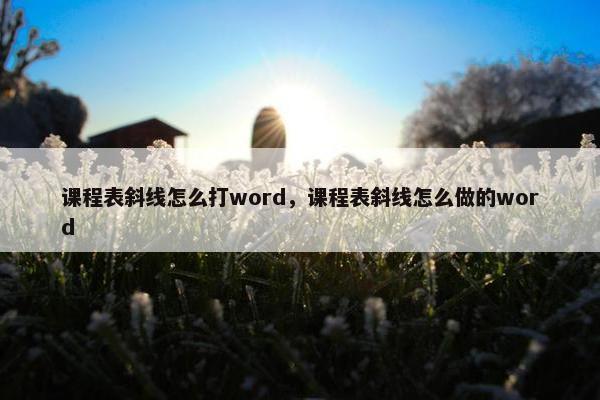 课程表斜线怎么打word，课程表斜线怎么做的word