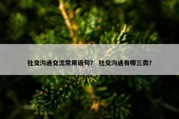 社交沟通交流常用语句？ 社交沟通有哪三类？