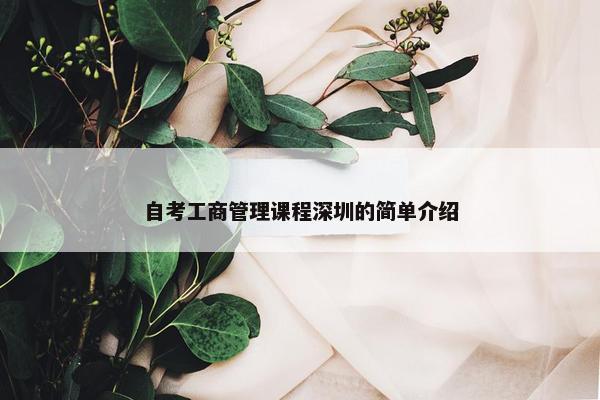 自考工商管理课程深圳的简单介绍