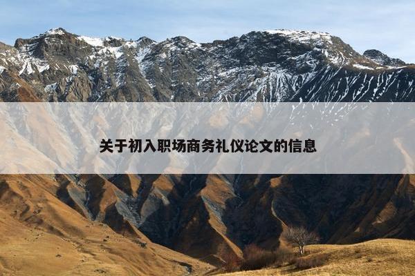 关于初入职场商务礼仪论文的信息