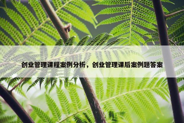 创业管理课程案例分析，创业管理课后案例题答案