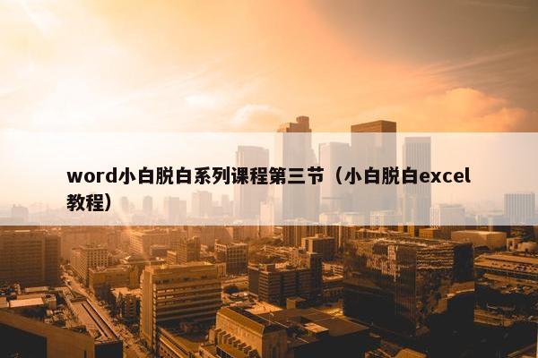 word小白脱白系列课程第三节（小白脱白excel教程）