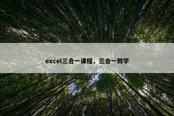 excel三合一课程，三合一教学