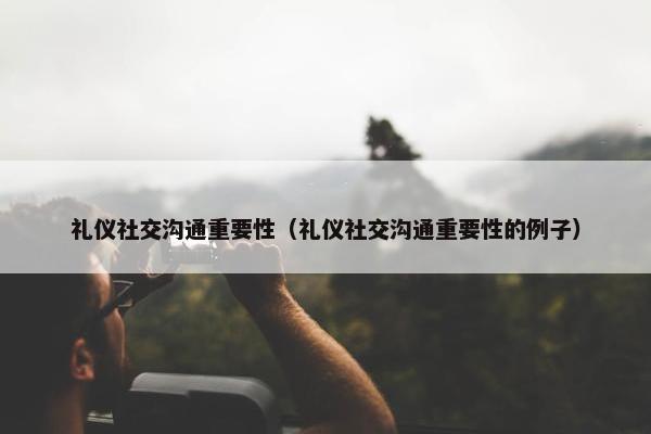 礼仪社交沟通重要性（礼仪社交沟通重要性的例子）
