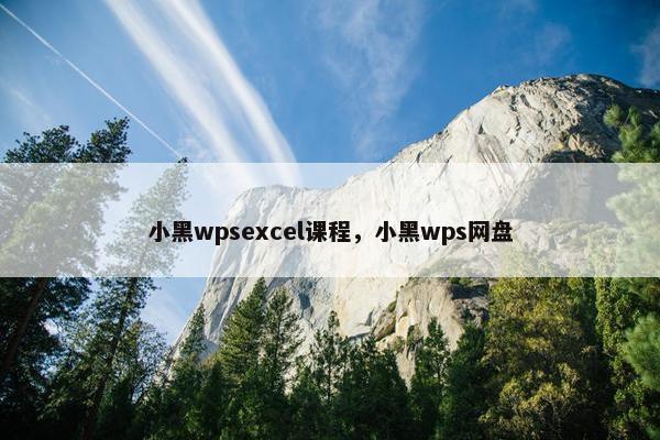 小黑wpsexcel课程，小黑wps网盘