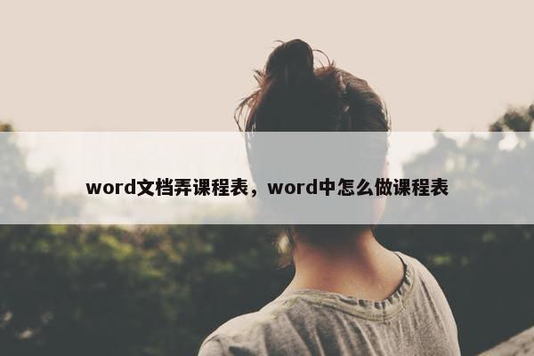 word文档弄课程表，word中怎么做课程表