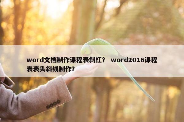 word文档制作课程表斜杠？ word2016课程表表头斜线制作？