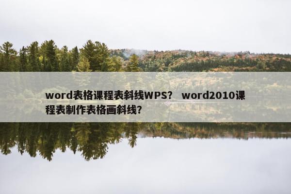 word表格课程表斜线WPS？ word2010课程表制作表格画斜线？