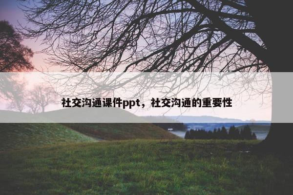 社交沟通课件ppt，社交沟通的重要性