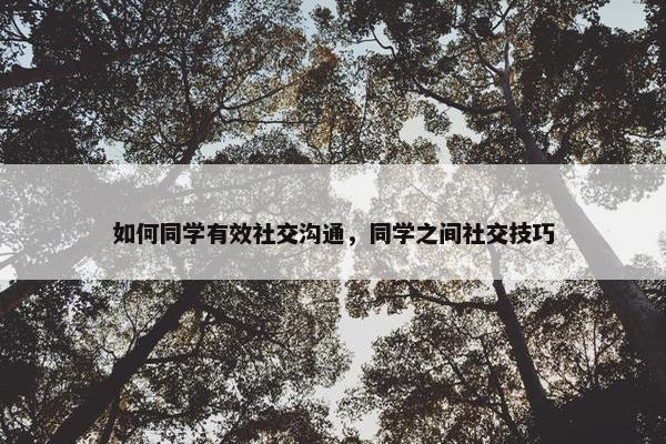 如何同学有效社交沟通，同学之间社交技巧