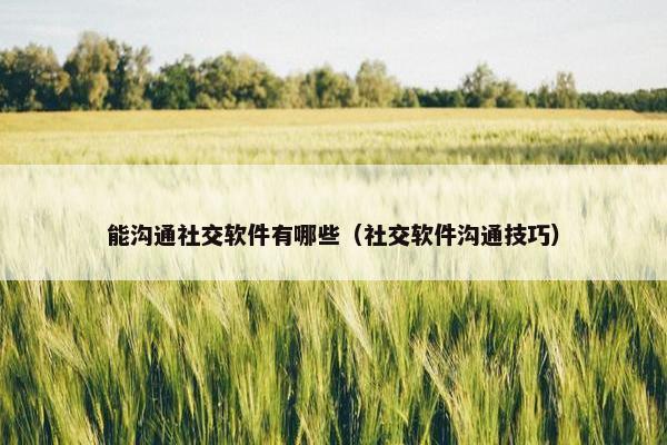 能沟通社交软件有哪些（社交软件沟通技巧）