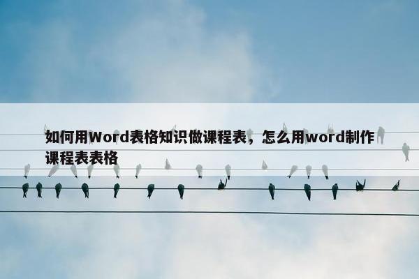 如何用Word表格知识做课程表，怎么用word制作课程表表格
