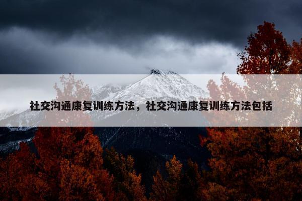 社交沟通康复训练方法，社交沟通康复训练方法包括