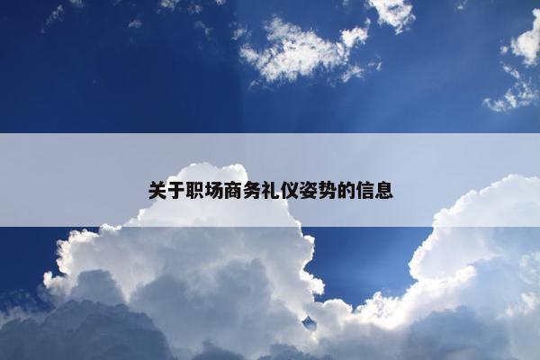 关于职场商务礼仪姿势的信息