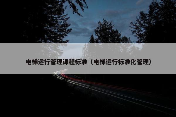 电梯运行管理课程标准（电梯运行标准化管理）