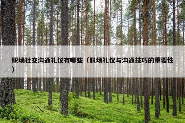 职场社交沟通礼仪有哪些（职场礼仪与沟通技巧的重要性）