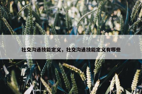社交沟通技能定义，社交沟通技能定义有哪些
