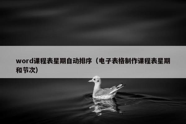 word课程表星期自动排序（电子表格制作课程表星期和节次）