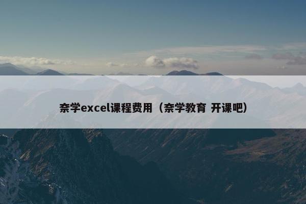 奈学excel课程费用（奈学教育 开课吧）