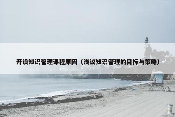 开设知识管理课程原因（浅议知识管理的目标与策略）