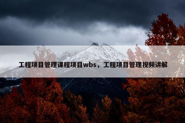 工程项目管理课程项目wbs，工程项目管理视频讲解