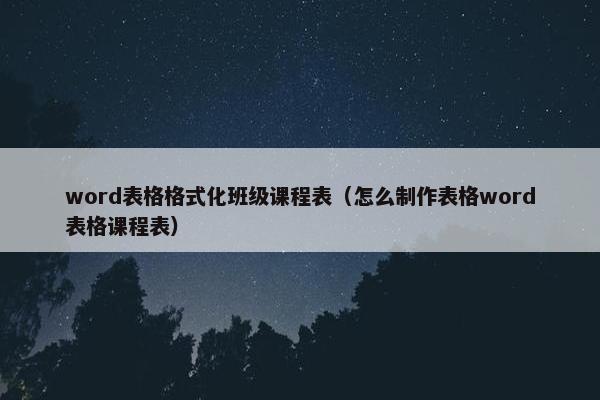 word表格格式化班级课程表（怎么制作表格word表格课程表）