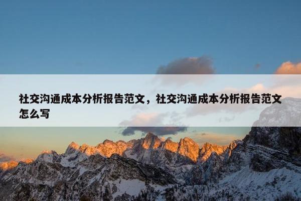 社交沟通成本分析报告范文，社交沟通成本分析报告范文怎么写