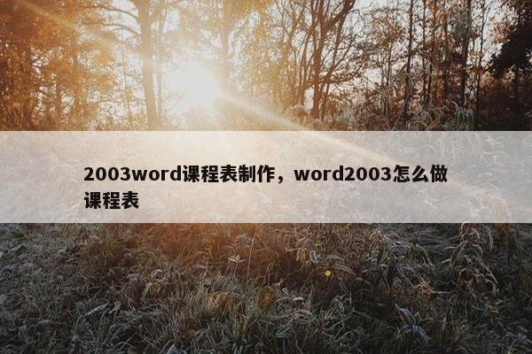 2003word课程表制作，word2003怎么做课程表