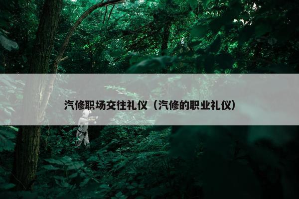 汽修职场交往礼仪（汽修的职业礼仪）